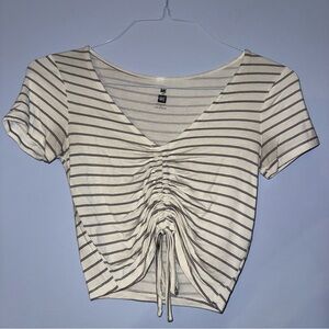 pacsun white and black striped crop top